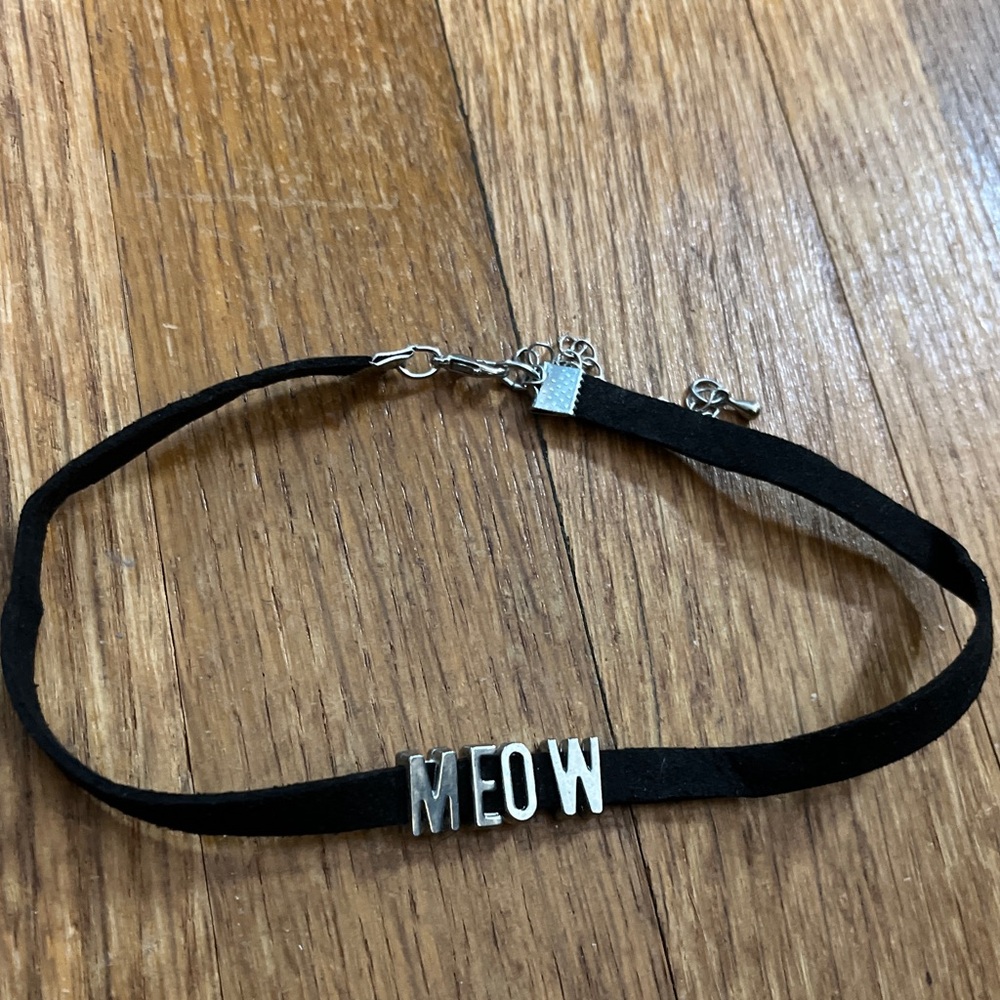 MEOW cat halloween costume adjustable choker necklace black velvet
